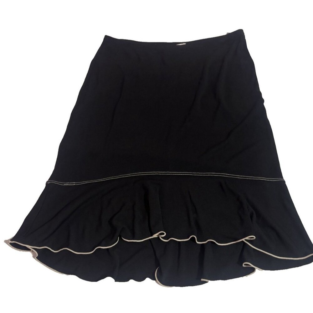 Womens Black Skirt Max Studio Petite Small midi Skirt Vintage Design NWT